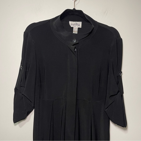 Joseph Ribkoff Black Pleated Button Front Tunic Top Gothic lagenlook Size 10 - Picture 2 of 8